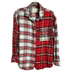 American‎ Eagle Shirt Small Sleepwear Lounge Plaid Flannel Button Up Cozy